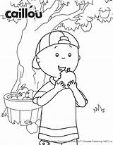 Caillou Coloring Apple Picking Sheet Fun Pages Printables Fall Activities Tree sketch template