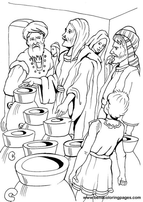 jesus turns water  wine coloring pages coloring home
