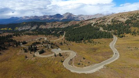 stock photo  colorado drone mountain road
