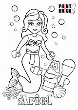 Ariel Lego Ninjago Princesas Stampare Sebastian Coloringonly Principessa Pointbrick Mermaids sketch template