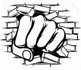 Brick Punching Drawing Wall Fist Through Pop Cartoon Stock Hand Getdrawings sketch template