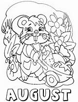 August Coloring Pages Printable Kids Mouse sketch template