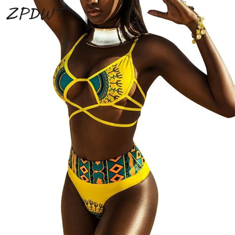Zpdwt Sexy Tribal Print Bathing Suit Women African Swimwear 2018 New