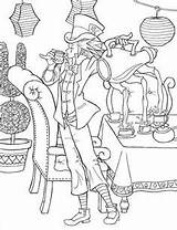 Coloring Hatter Teapot Hello Alice Anime sketch template