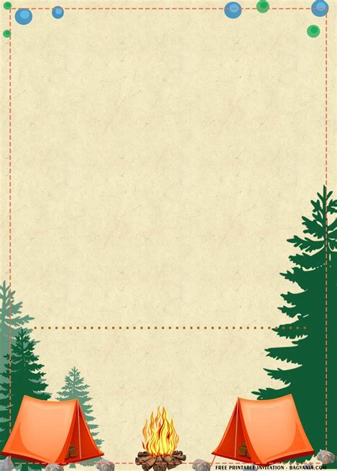 printable cute camping party invitation templates