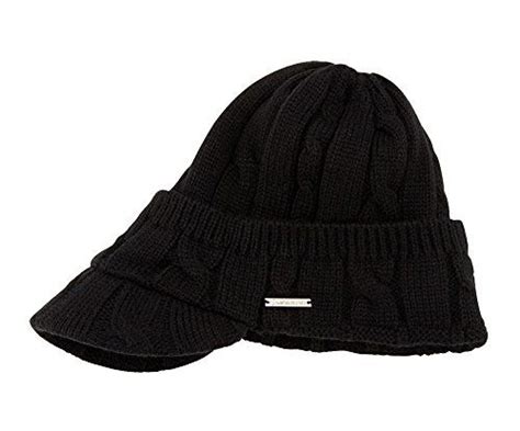 Michael Kors Womens Peak Cable Knit Cap Hat Black One Size Michael