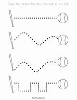 Trace Bat Dotted Ball Line Coloring Built California Usa sketch template