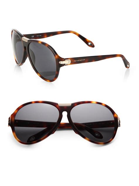 givenchy plastic aviator sunglasses in brown for men havana lyst