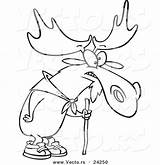 Moose Cartoon Hiking Coloring Stick Walking Using Outlined Vector Leishman Ron Royalty Clipart sketch template
