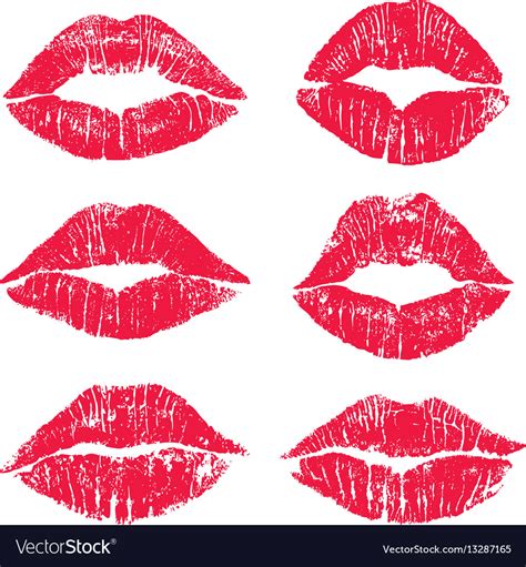 female lips kiss print set royalty free vector image