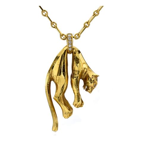 Cartier Panthère Collection Diamond Yellow Gold Pendant Necklace At 1stdibs