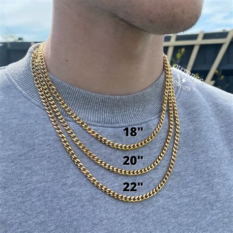 mens chain gold mm curb chain necklace gold chains  etsy