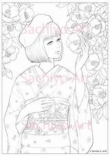 Tsubaki Coloring Digital Printable sketch template