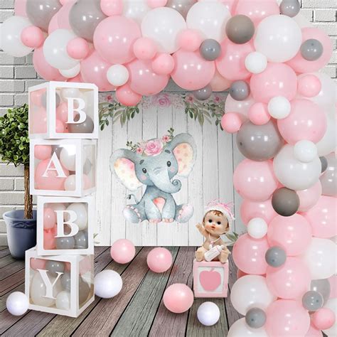 elephant baby shower decorations  girlballoon arch garland kit pink