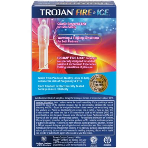 Trojan Fire And Ice Dual Action Lubricant Latex Condoms 10 Ct Fred Meyer