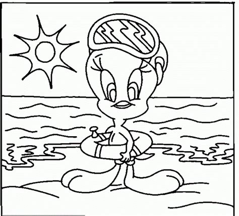 tweety  beach summer break coloring pages  kids duj printable