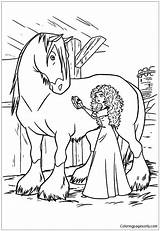 Merida Princess Horse Her Coloring Pages Cleaning Color sketch template