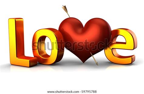 love word heart pierced by cupids stock illustration 59795788