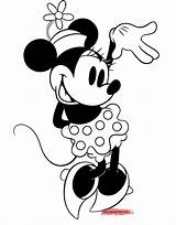 Minnie Classic Mouse Coloring Clipart Disney Pages Mickey Disneyclips Vintage Waving Funstuff sketch template