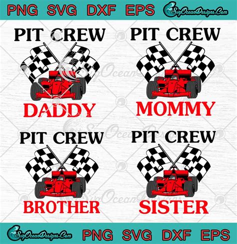 family pit crew race car birthday party svg racing family gifts bundle