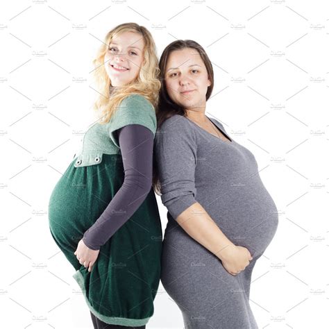 two pregnant women ~ people photos ~ creative market