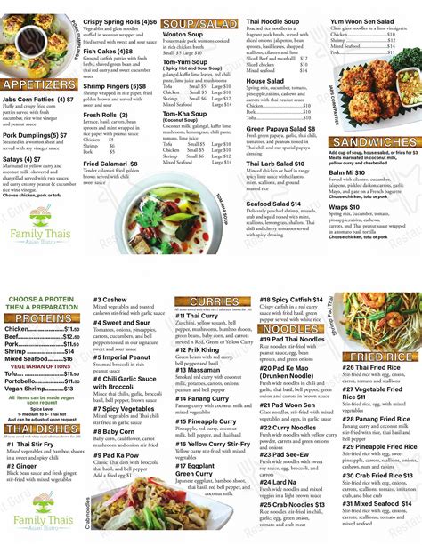 menu  family thais asian bistro restaurant dallas