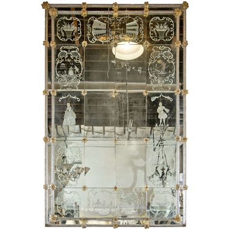 Vintage Monumental Eglomise Venetian Mirror At 1stdibs