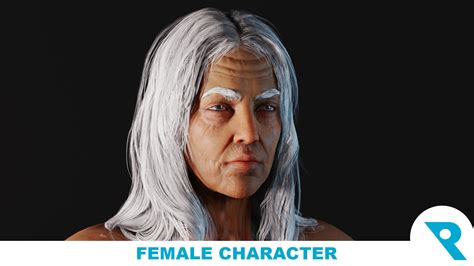 realistic female character granny letty 3d model rigged cgtrader