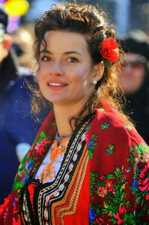 a beautiful woman in the traditional dress of bulgaria v bulgarian women traditional
