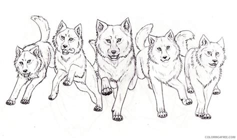 wolf pack coloring pages pack  wolf clip art printable coloringfree