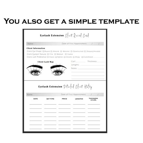 printable eyelash extension client record cards printable templates