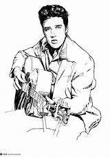 Elvis Presley Coloring Pages Drawing Drawings Cartoon Printable Rockabilly Rock Color Line King Adult Tattoo Roll Sheets Behance Draw Clip sketch template