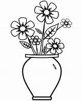 Vase Flowers Coloring Inside Simple Print Sheet sketch template