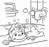 Curious Coloring George Pages Bathing Printable Bath Monkey Kids Bathroom Colouring Take Sheets Halloween Drawing Coloring4free Print 4kids Library Taking sketch template