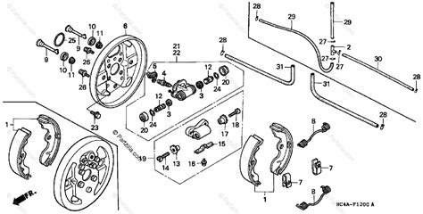 honda atv  oem parts diagram  front brake panel trx partzillacom