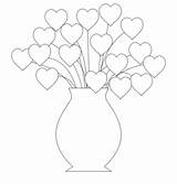 Coloring Pages Hearts Flowers Heart Kids Bouquet Valentine Roses Flower Valentines Printable Color Vase Colouring Coeur Visit Coeurs Et Crafts sketch template