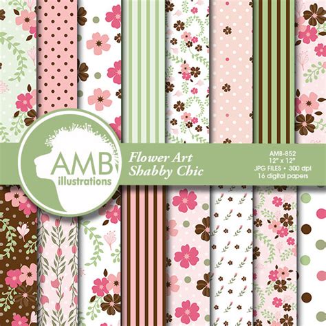 shabby chic papers floral digital papers wedding paper floral pattern country chic