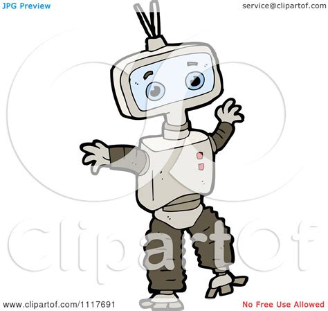 Vector Cartoon Futuristic Robot 25 Royalty Free Clipart
