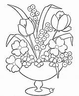 Coloring Flowers Vase Pages Printable Flower Colouring Kids Library Clipart sketch template