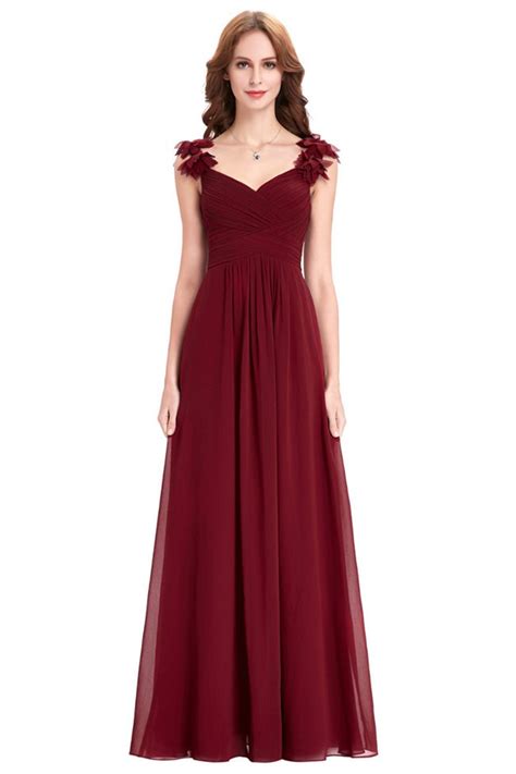 sheath sweetheart long burgundy chiffon ruched bridesmaid dress with
