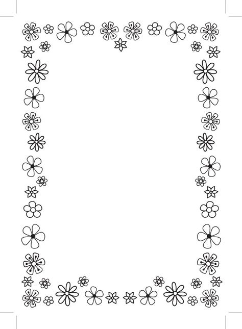 black  white flower border paper borders  paper clip art