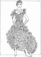 Coloring Pages Flower Dover Book Girl Publications Girls Dress Colouring Kleuren Printable Sheets Flowers Fashion Beautiful Years Year Old Kleurplaten sketch template