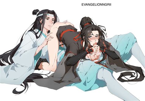 rule 34 bishonen black hanfu blowjob blush canon couple clothed male