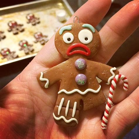 handmade gingerbread man christmas ornament polymer clay
