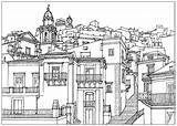 Village Coloring Pages Architecture Sicilia Adult Italia Adults Drawing Dessin Coloriage Colorier Living Sicile Italie Difficile Adulte Imprimer Colouring Paysage sketch template
