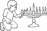 Coloring Menorah Hanukkah Light sketch template