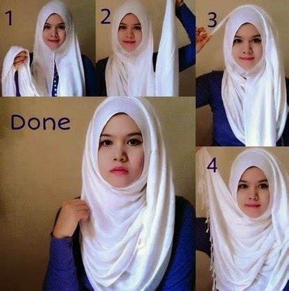memakai jilbab pashmina wajah bulat