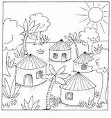 Village Drawing Scene Indian Scenery Kids Outline Jungle Sketch Simple India Coloring Pages Children Getdrawings Easy Drawings Colour Landscape Sketches sketch template