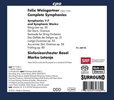 felix weingartner complete symphonies／sinfonieorchester basel marko