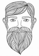Coloring Pages Beard Portrait Man Zentangle Vector Ethnic Mustache Patterned Tattoo Shirt Adult Print Mo Geek sketch template